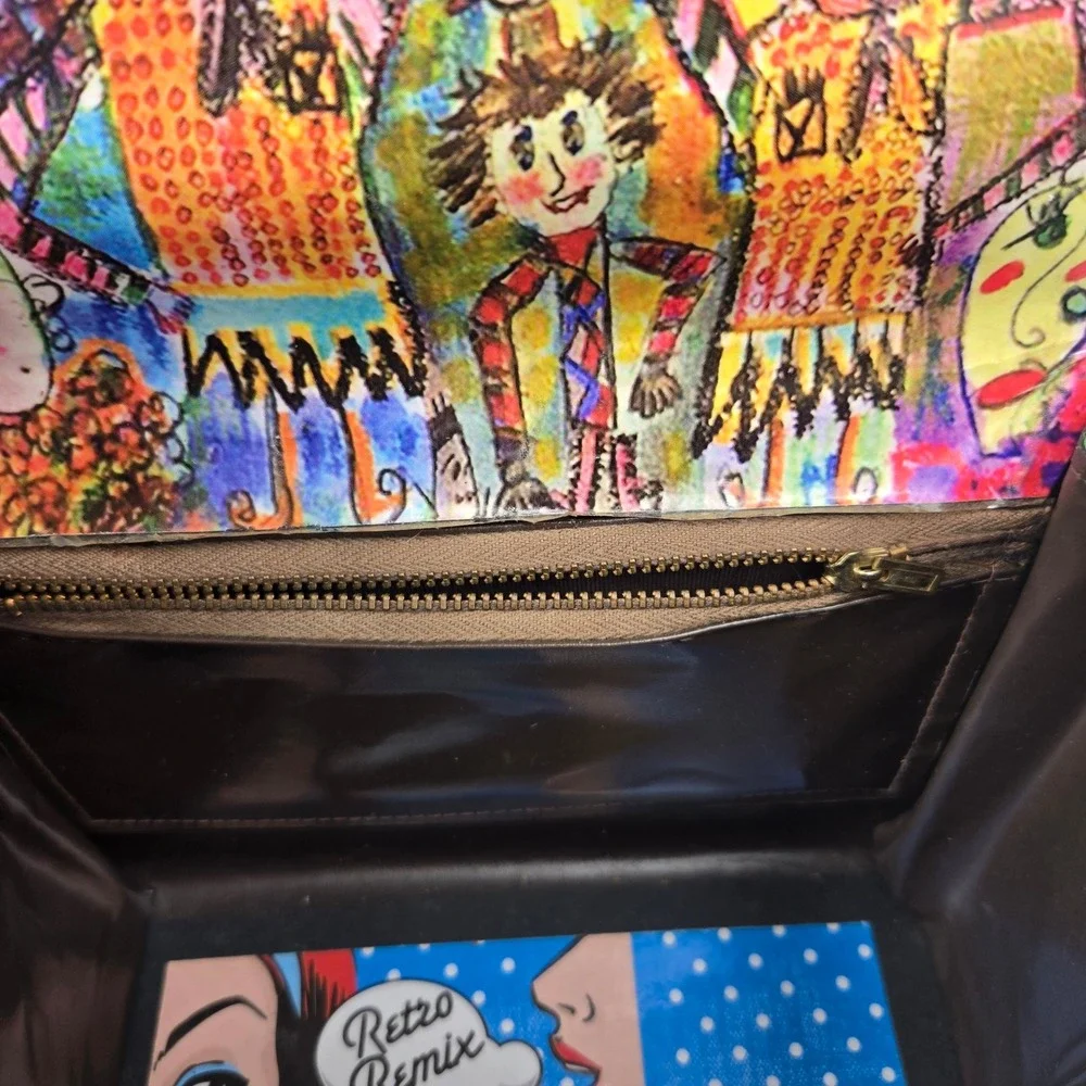 Dorie Jane Handbag Retro Remix Dorie Fans Pop Art Vintage Box Pursen Black White